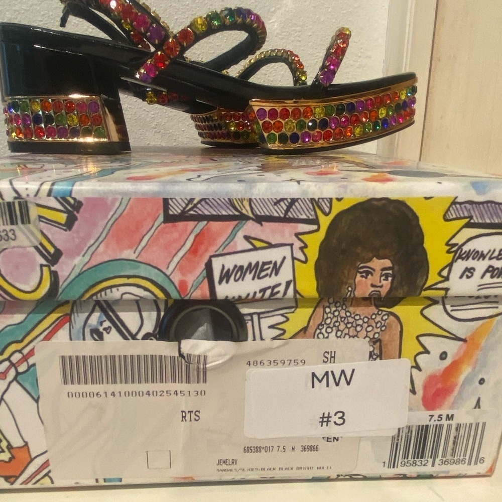Jeffrey Campbell Rhinestone Platform Sandal Rainbow Multi Color New 7.5 in box - Picture 6 of 16